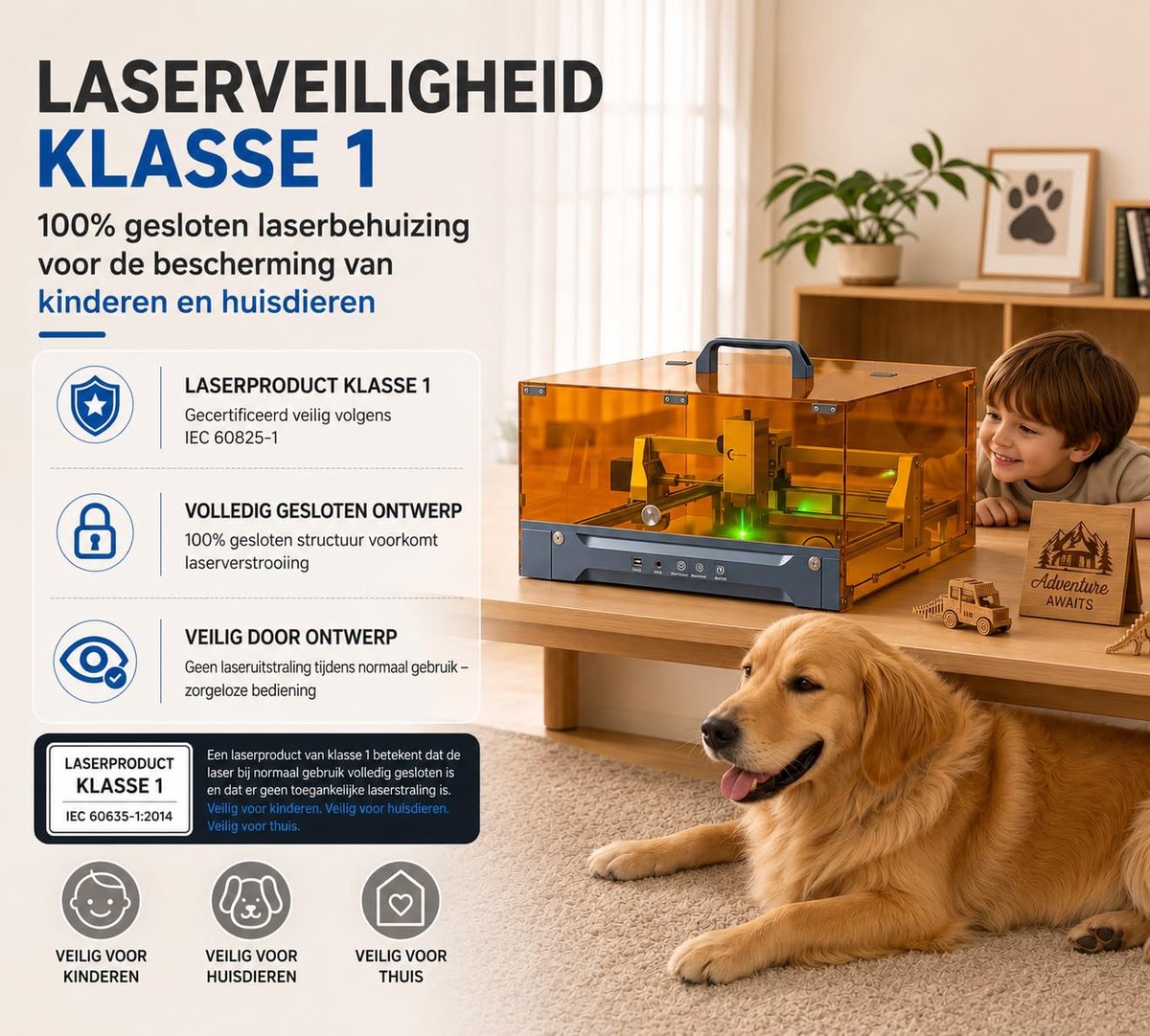Lasergraveermachine 5W - gesloten model - precisie 0,01mm - ideaal voor DIY cadeaus - ShopVlot