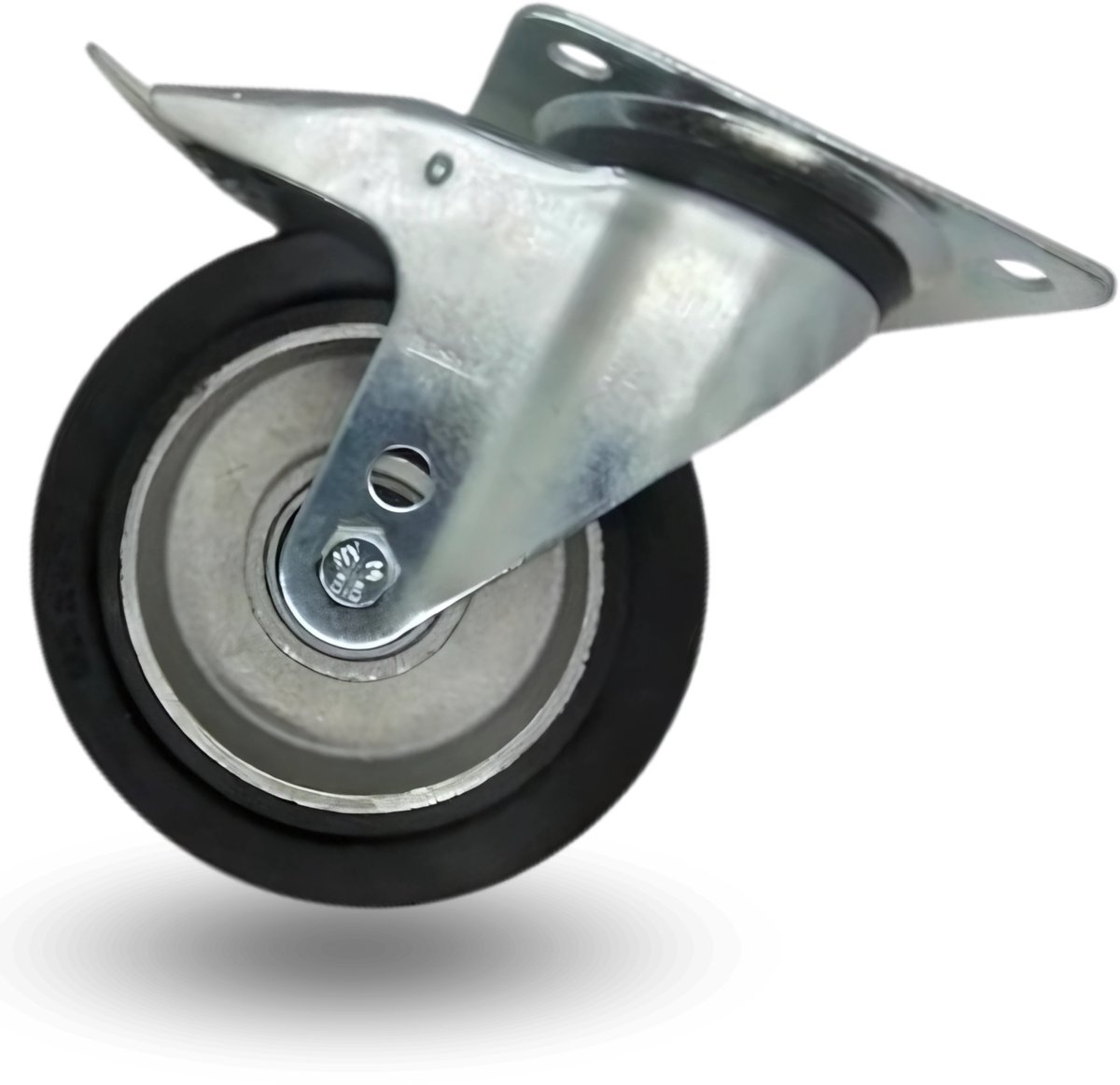 Zwenkbaar wiel met rem 125mm, 200kg, aluminium-rubber