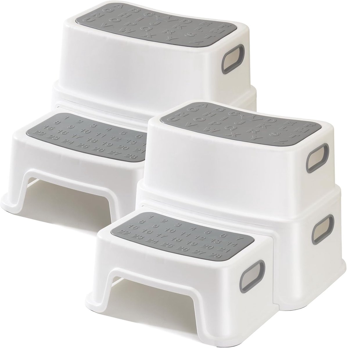 Kids Dubbele Stapstoel Set van 2 - Stevige Twee Stapstoel voor Peuters - Antislip en Kantelbestendig