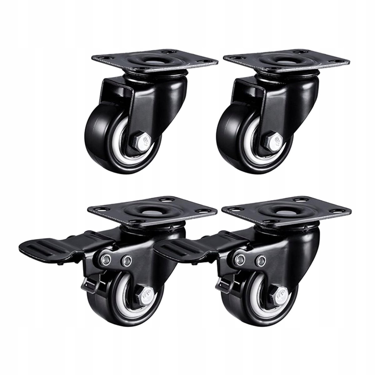 Industriële Zwenkwielen met Rem - 150kg Belasting - 50mm - 4 Stuks