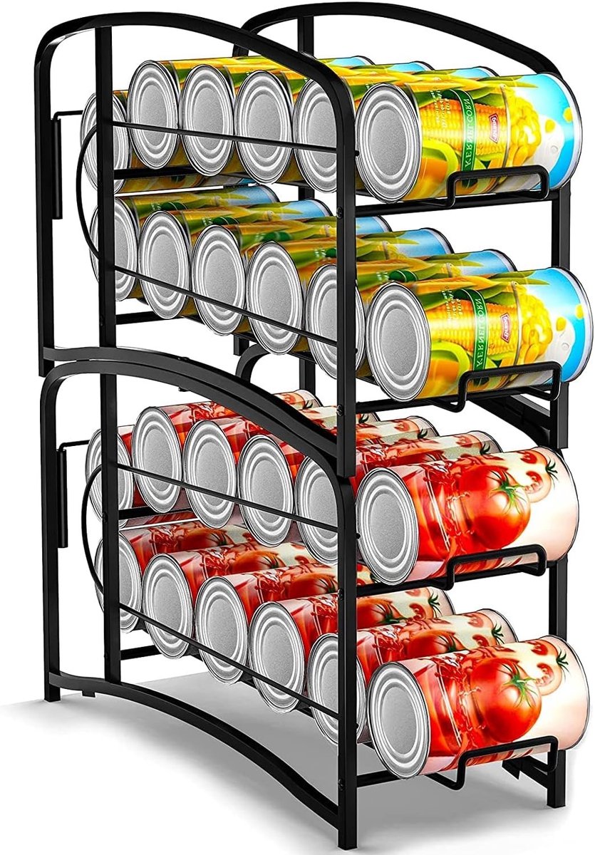 Koelkast-organizer - Zwart - 44,5 x 15,2 x 22,9 cm - Blikjesdispenser voor Drankjes en Conserven - Voor in de Keuken