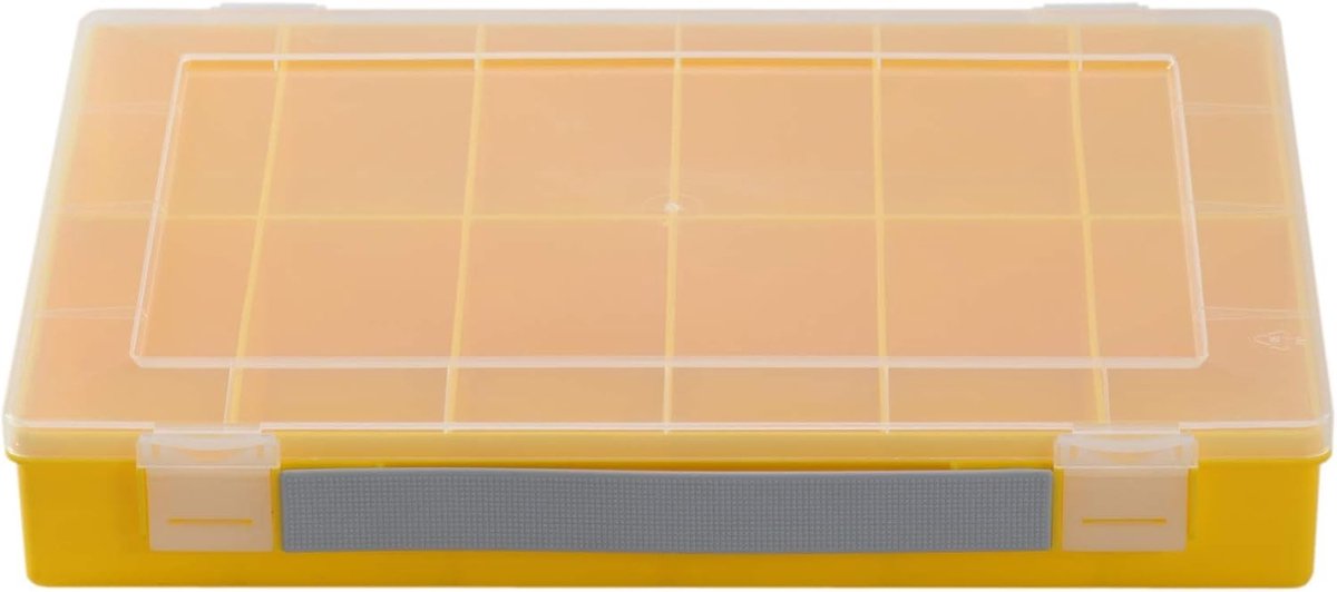 Schroeven opbergsysteem met laden - Geel - 22,5 x 33,5 x 5,5 cm - Polypropyleen sorteerdoos met 12 vakken - Voor kleine onderdelen