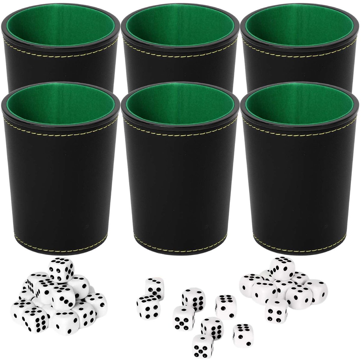 Leren dobbelstenen bekers set - stille dobbelbekers - 36 dobbelstenen - ideaal voor spelavonden - ShopVlot