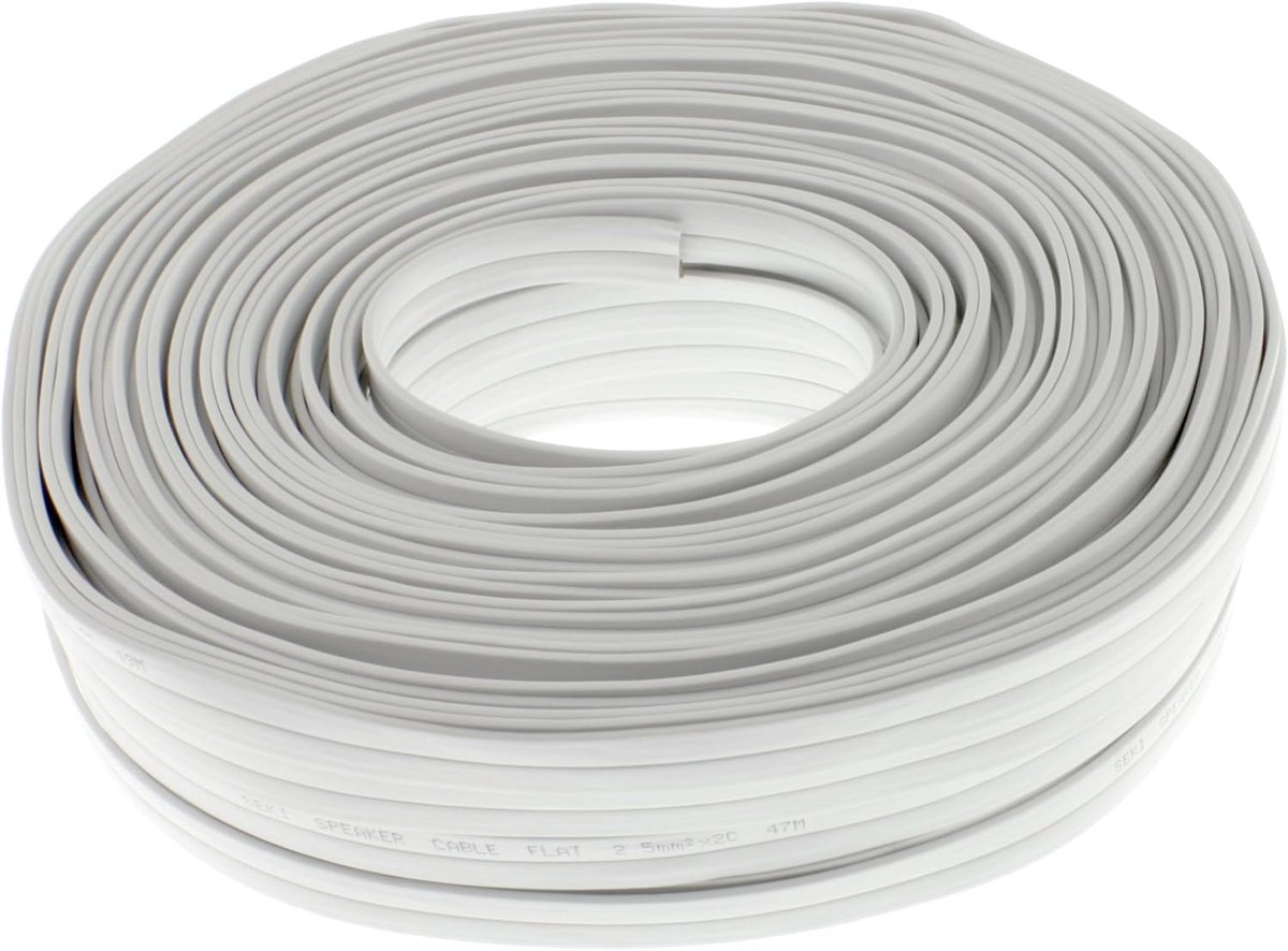 Luidsprekerkabel 50 m - 2x2,5mm² CCA - vlakke kabel met meterindeling - ideaal voor audio-installaties - ShopVlot