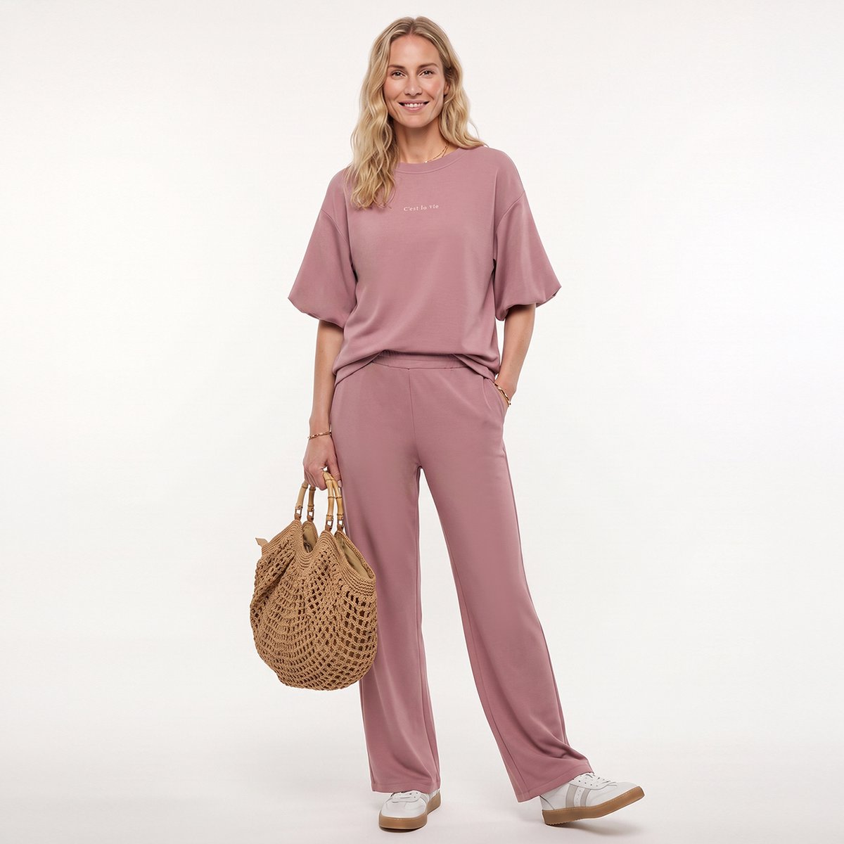 Je m'appelle Dames Broek Straight fit - Roze - Maat XXL