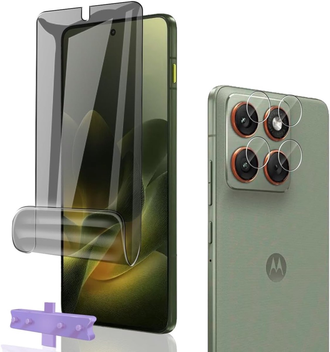 Moto Edge 70 Screen Protector, Pack of 1 TPU Privacy Screen Protector and 1 Camera Glass, Easy Installation, Anti-Spy - ShopVlot