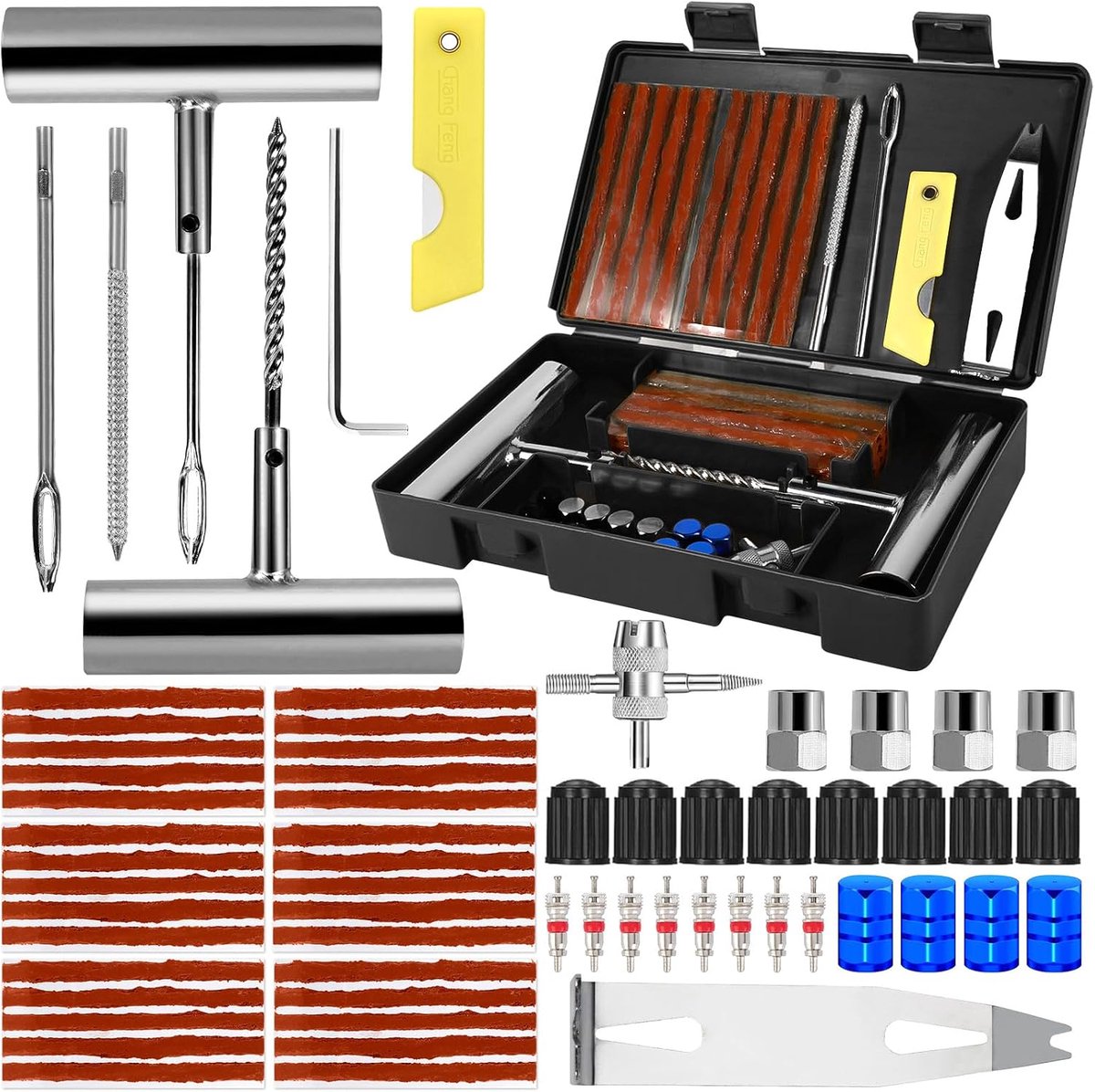 64 Piece Tire Repair Kit, Car Tire Repair Kit, Portable Tire Repair Kit, Car Tire Repair Kit for Cars, Electric - ShopVlot