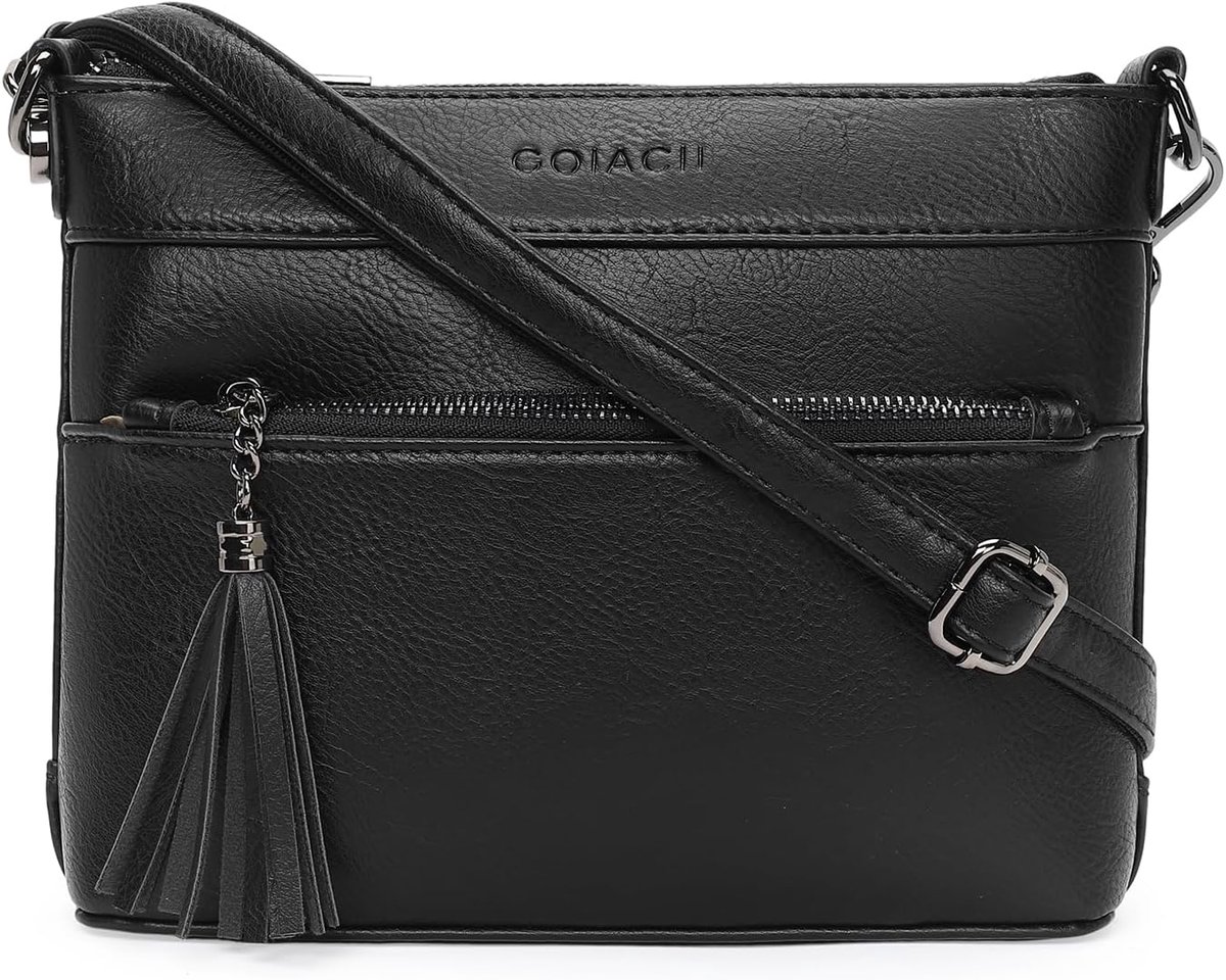 GOIACII Women's Shoulder Bags, Small Mobile Phone Bag, Shoulder Handbag, Vegan Leather with Tassel, Zipper Pocket - ShopVlot