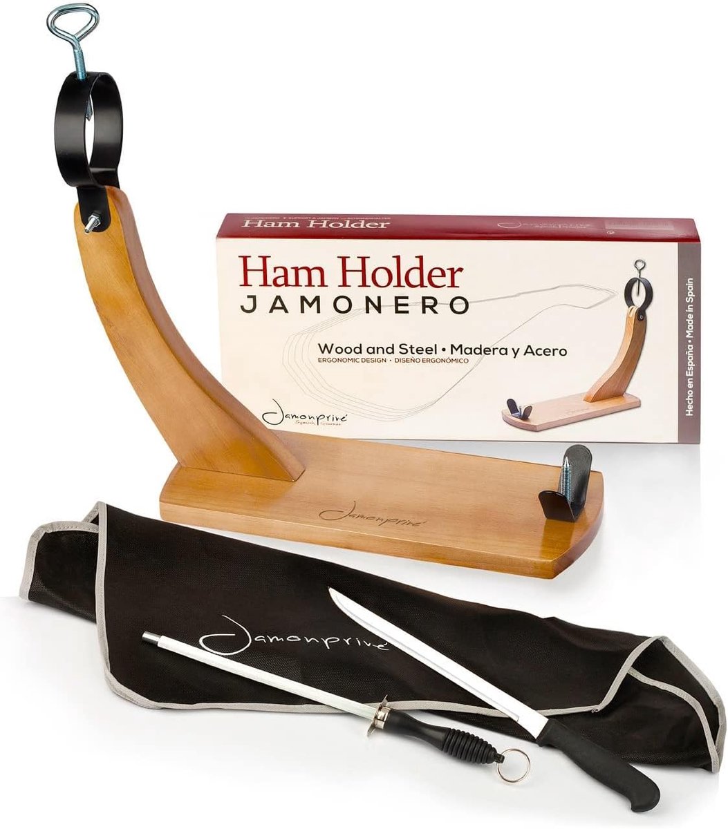 Jamonprive Ham Clamp + Hammes + Wet Steel + Hamcloth - Professional Set for Cutting Serrano and Iberian Ham - ShopVlot