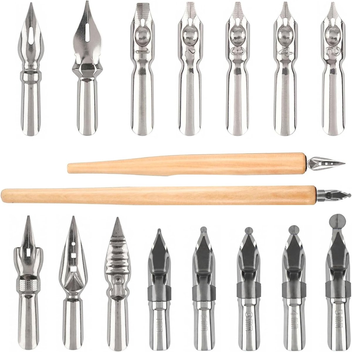 Penhouder Set met Kalligrafiepennen - Hout - Set van 17 Stuks - Complete Kalligrafie Kit voor Beginners en Gevorderden