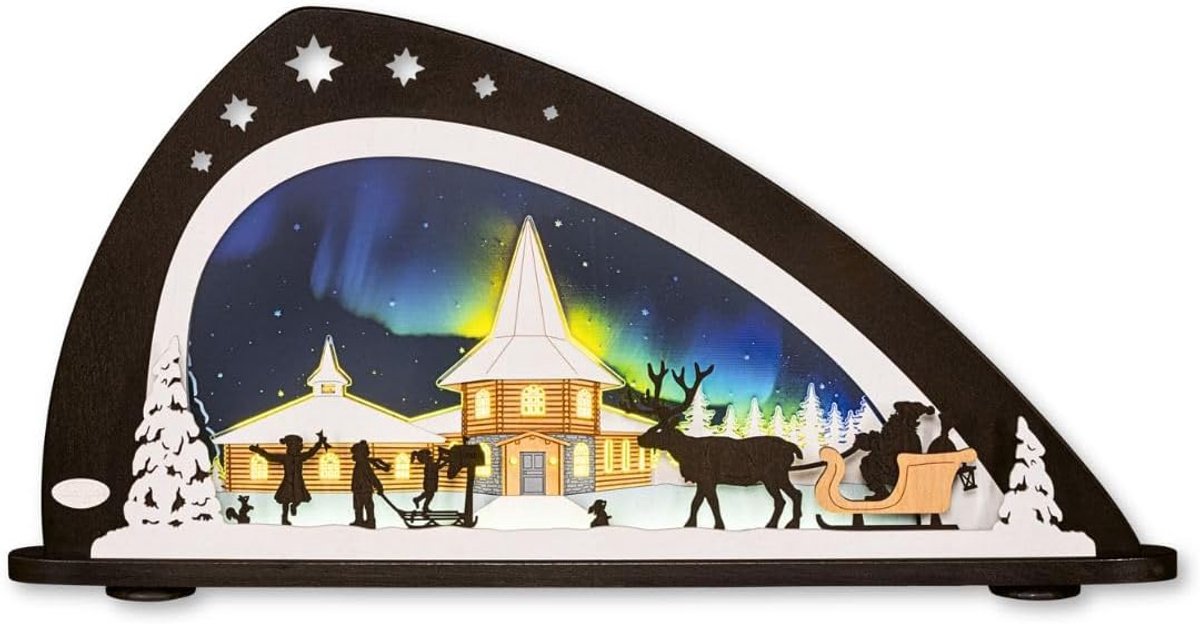 Kerstboog met verlichting 66 x 33,8 cm - Houtkunst uit het Erzgebergte - Verlicht kerstdecoratie - Sfeervolle ambiance - ShopVlot