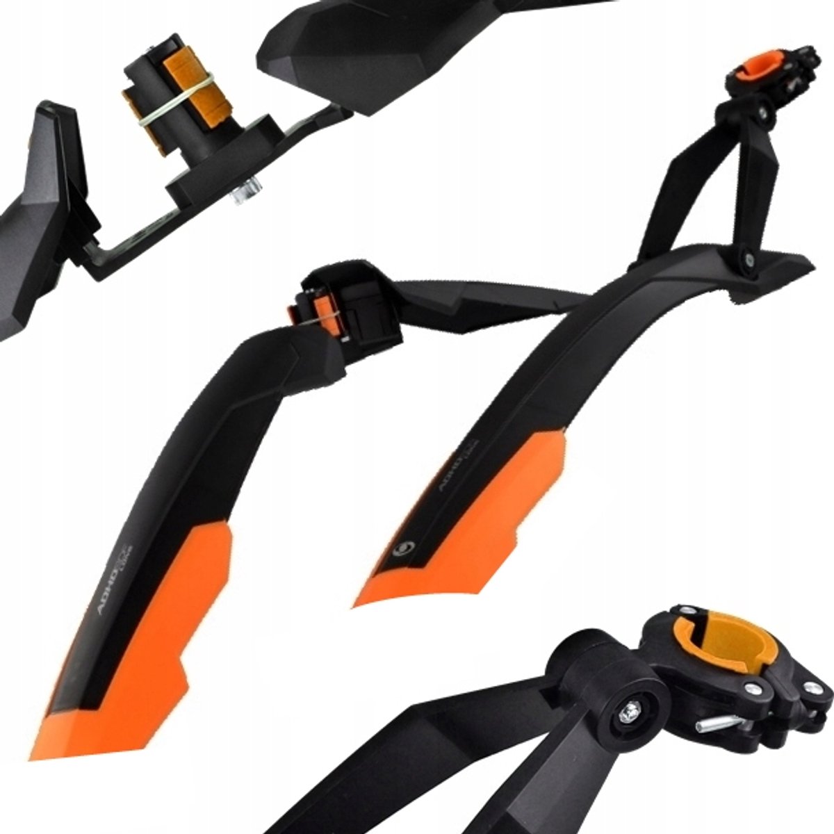 Merkloos Fietsspatbord Set MTB 26-27.5 inch Snelmontage Zwart/Oranje