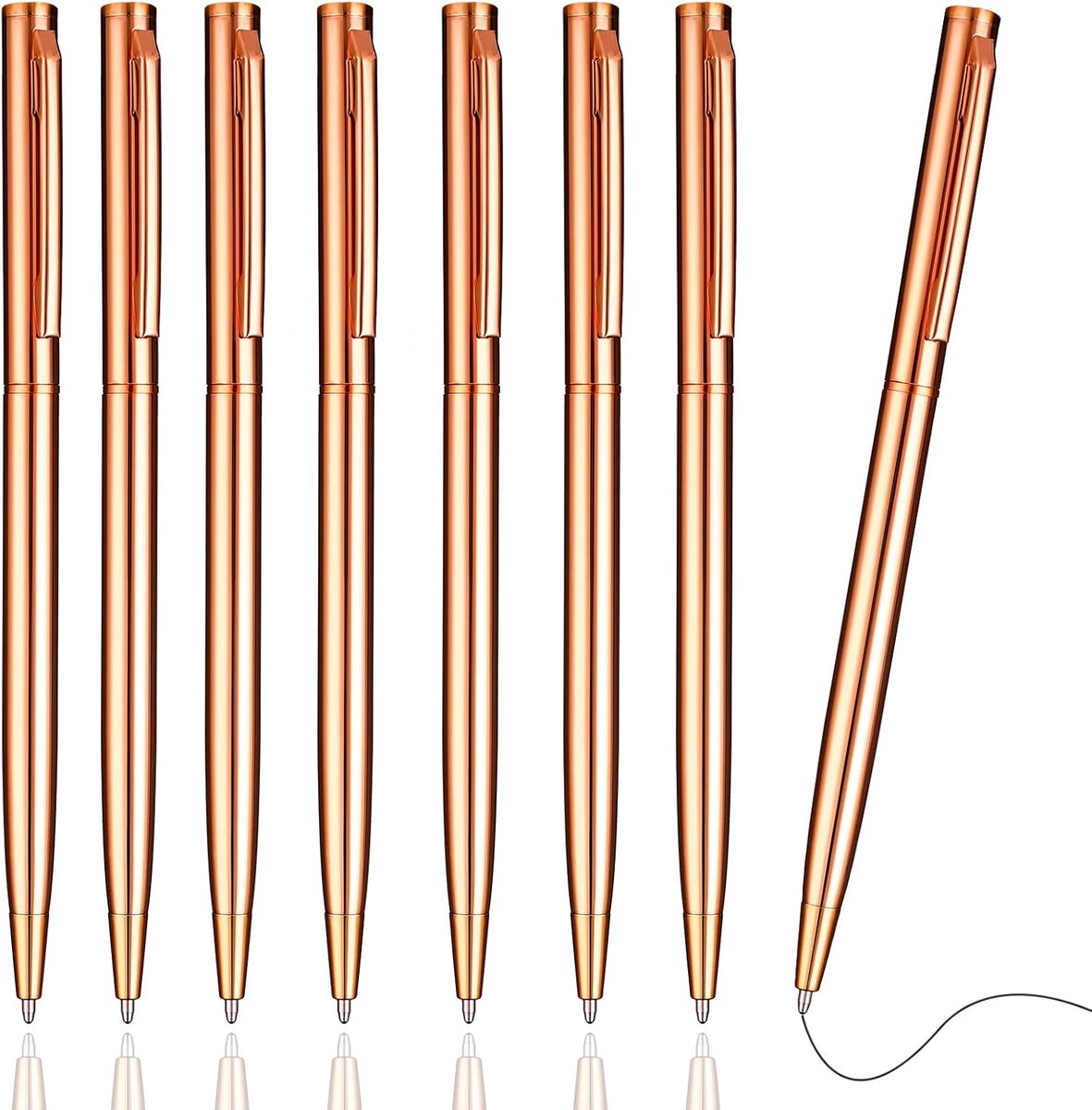 Balpen 1mm - slank model - rosegoud aluminium - perfect voor kantoor en school - ShopVlot