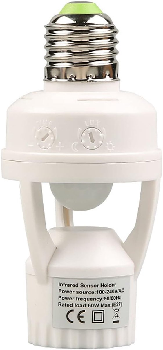 100-240V E27 Sensor Lighting Connection 10-300 Seconds Delay Time 6m Detection Distance IR Motion Activated Lamp - ShopVlot