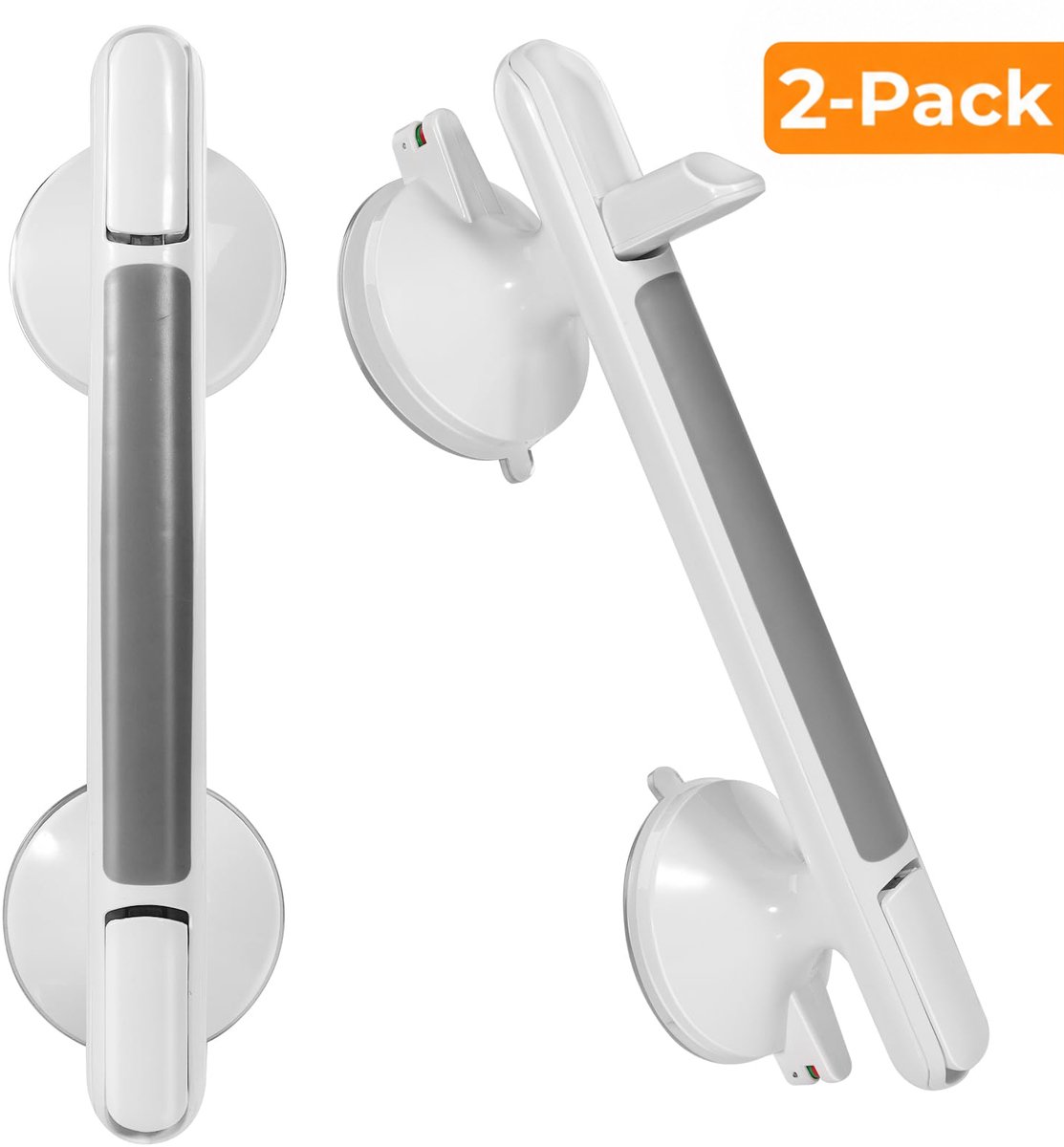 Douche Handgreep - Zuignap Zonder Boren - 33CM 2 Stuks - Voor Senioren & Kinderen - 150KG Trekvermogen - Wit
