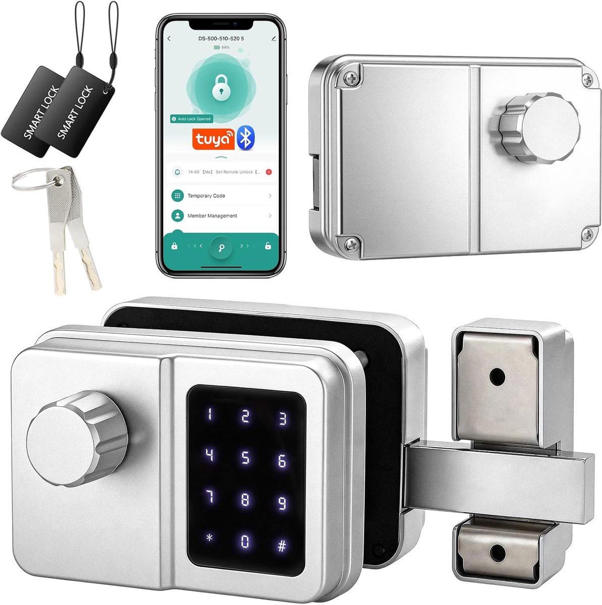 SEPOX Intelligent Bolt Lock, High Strength Anti-Theft Protection, Auto Lock for Door, Locker(Silver, Single Unit) - ShopVlot
