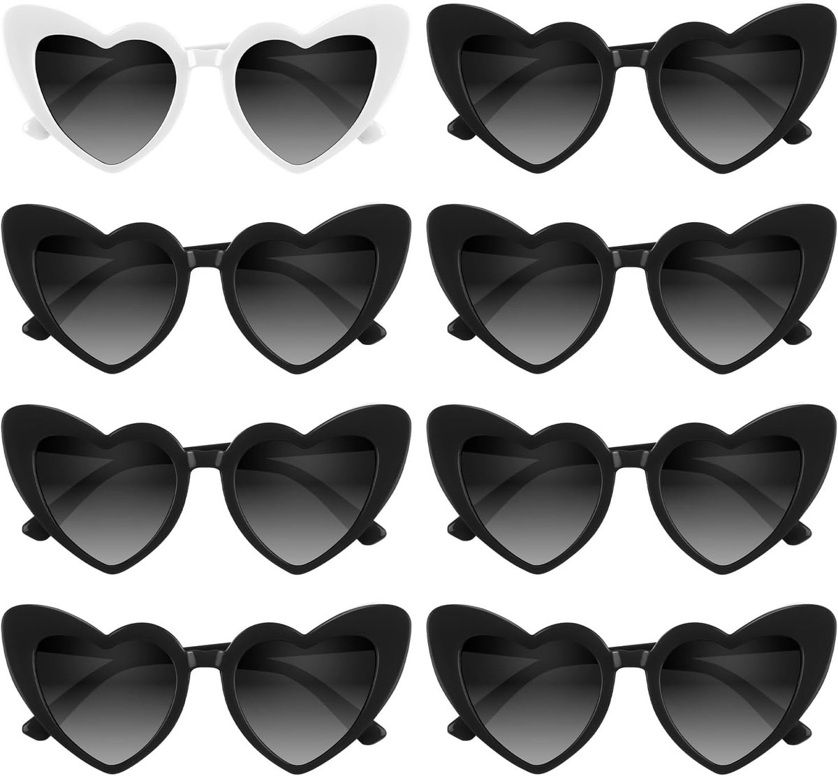 4/6/8/10/12 Pack Bachelorette Sunglasses Heart Sunglasses Vintage Heart Shaped Glasses for Women Bridal Party Wedding - ShopVlot