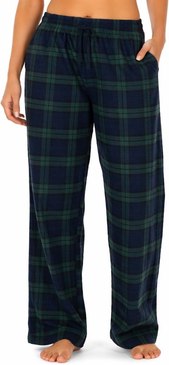 Women's Flannel Pajama Pants 100% Cotton, Checkered, Soft & Breathable, Drawstring & Pockets Winter Sleepwear - ShopVlot