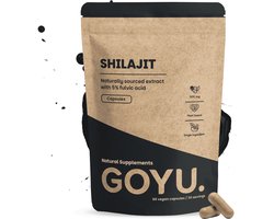 GOYU Shilajit Extract (5% Fulvinezuur) 2.000 mg 60 Capsules - Shilajit Extract Capsules - Himalaya Mumijo - 5% fulvinezuur - 500 mg per capsule - Vegan - Zonder toevoegingen - Lab getest