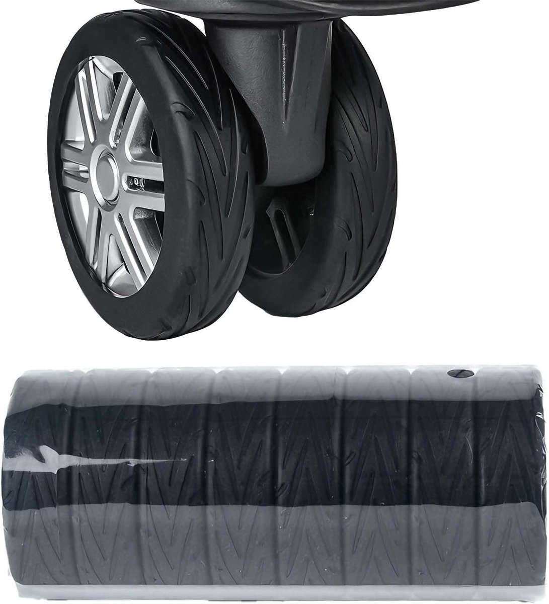 Bagagewielhoezen - Zwart - 50-60 mm - Geluidsdempende Siliconen Bescherming voor Reiskoffers