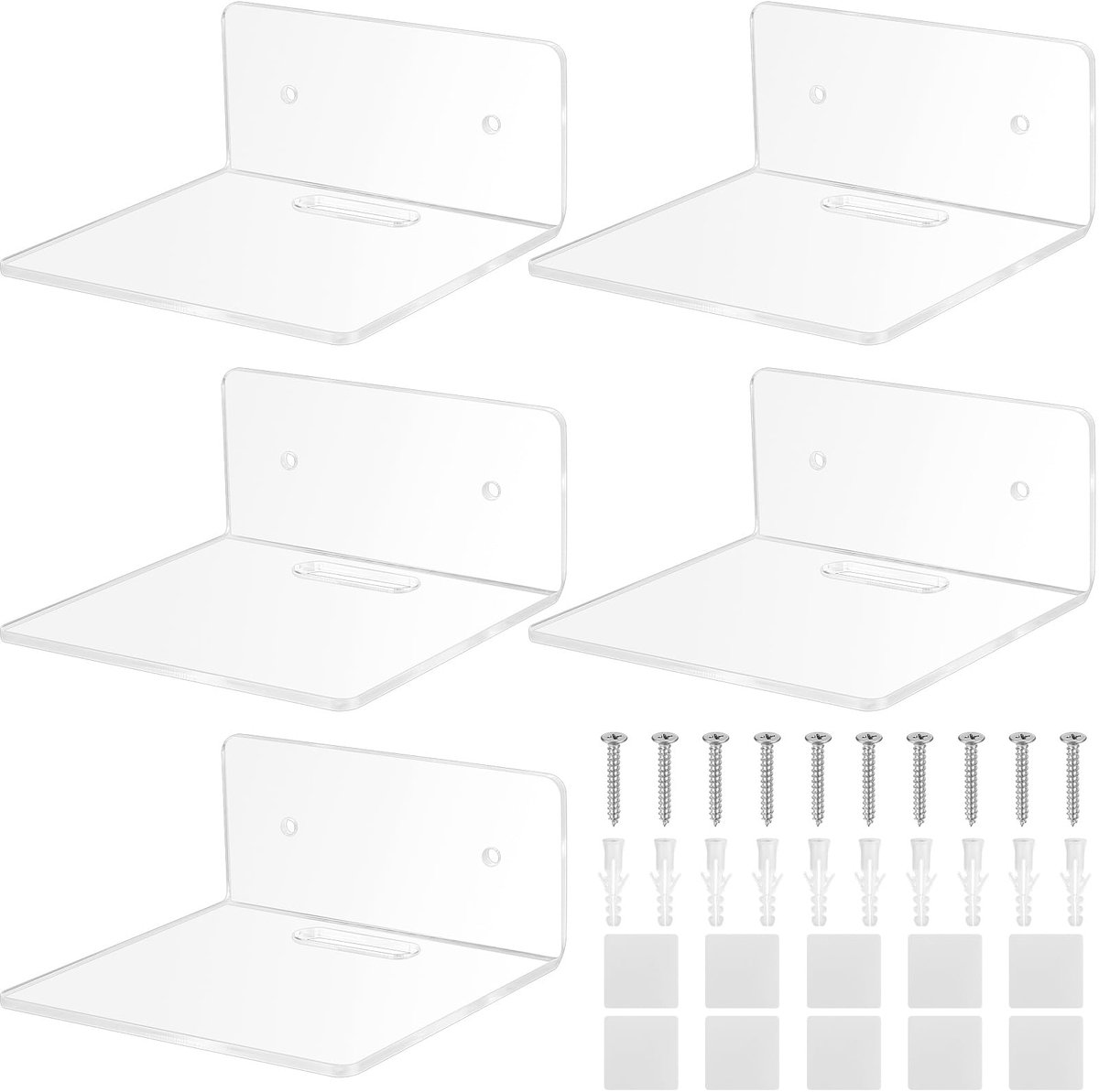 Famanu – Kleine wandplank, transparant acryl zwevend plankje, mini wandrek voor slaapkamer, badkamer en woonkamer, ideaal voor decoratie