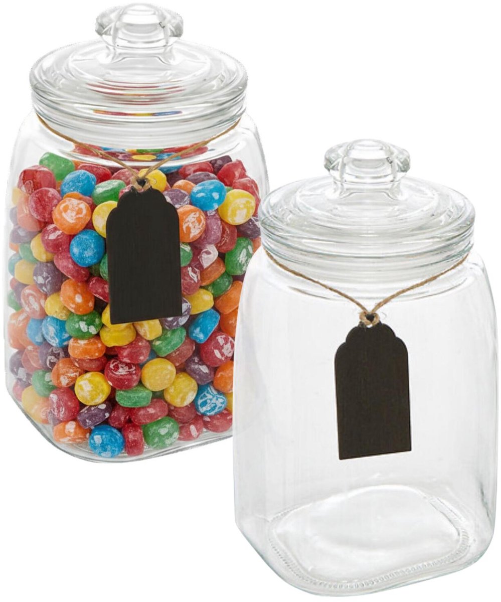5Five luxe voorraadpot Candyman - 2x - snoeppot - glas - met deksel - 2 liter - voorraadpot - bewaarpot - 14 x 20 cm