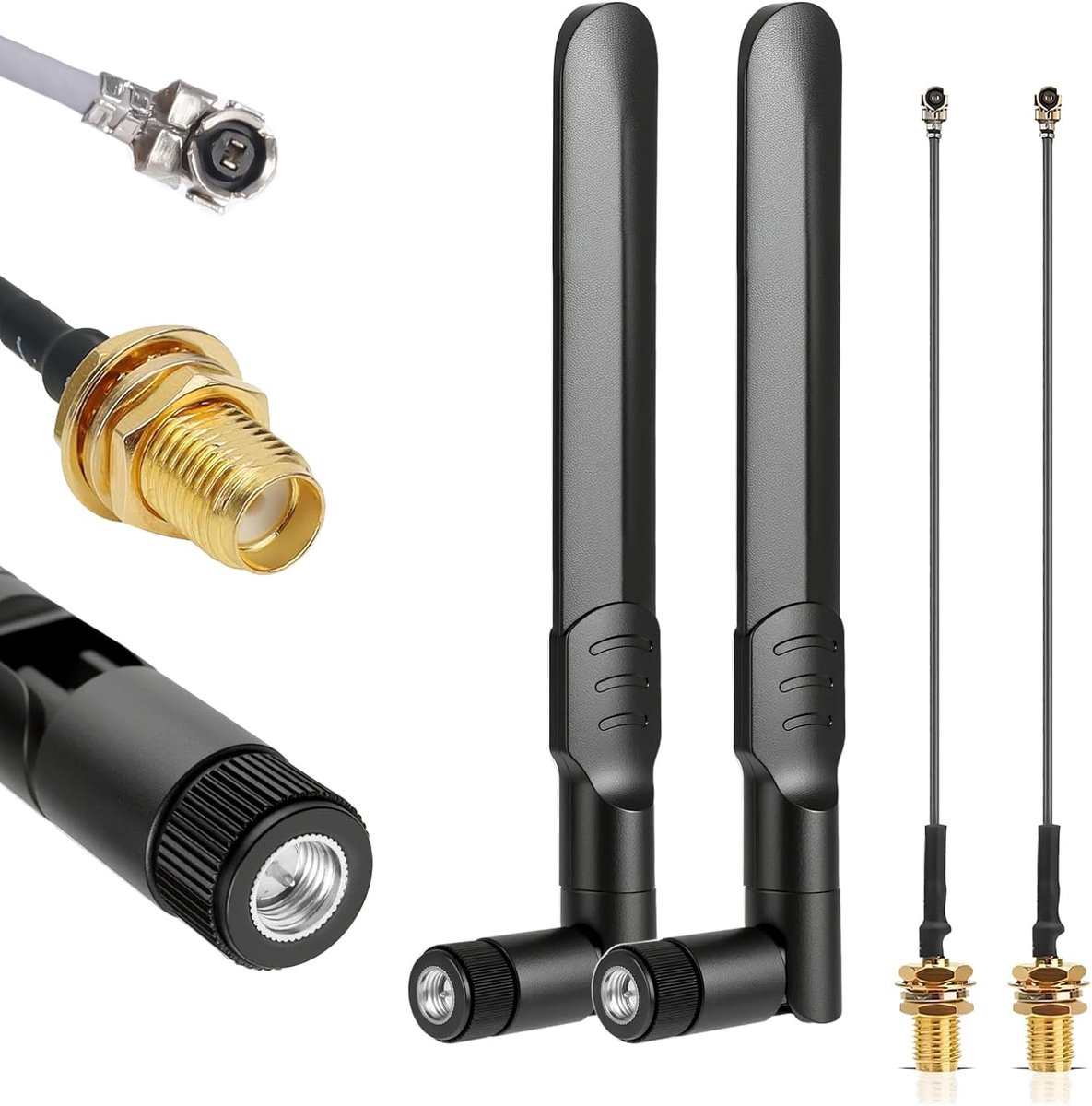 Wifi-antenne 8dBi voor laptop upgrade, wifi-antenne-set met M.2 NGFF naar RP-SMA-kabel, dual-band 2,4/5 GHz externe - ShopVlot