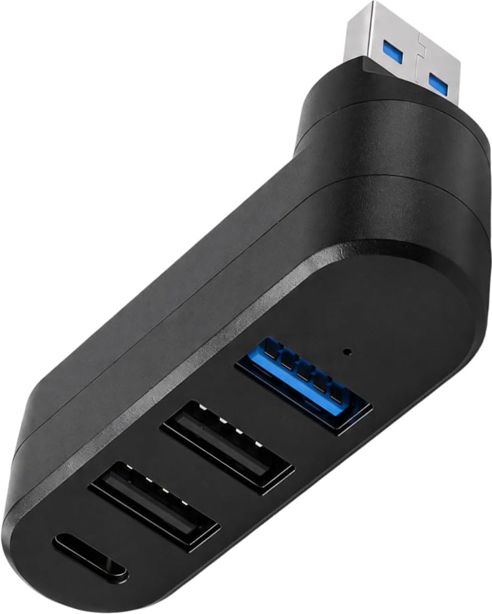 USB 3.0 hub mini 4 poorten - draaibare stekker - compacte USB-verdeler - ideaal voor meerdere apparaten - ShopVlot