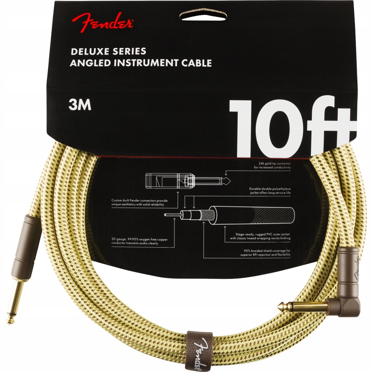 Fender Deluxe Series Instrument Cable S>A 3m (Tweed) - Gitaarkabel