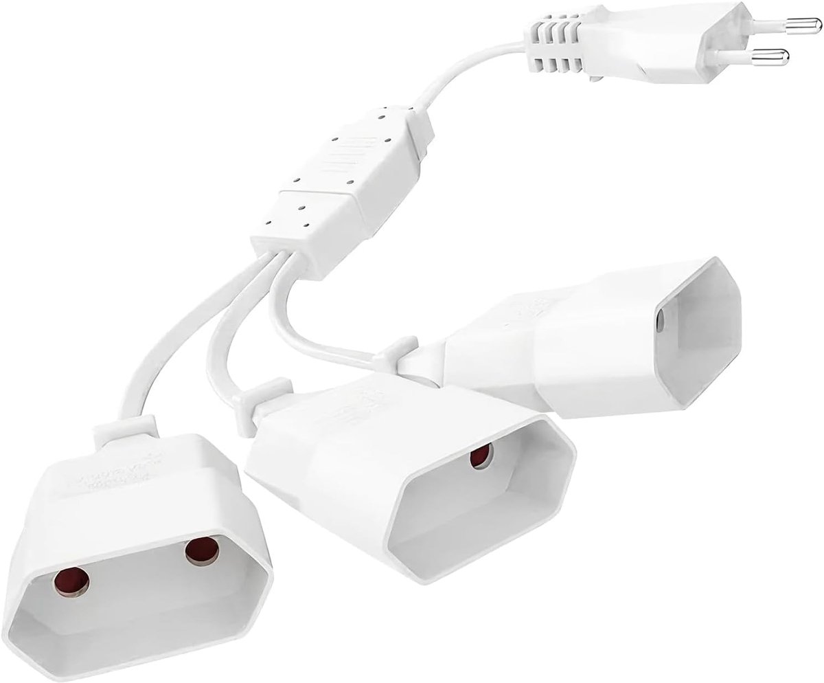 Euro plug verlengkabel 3-in-1 - platte stekker - ruimtebesparend ontwerp - ideaal voor kantoor en thuis - ShopVlot