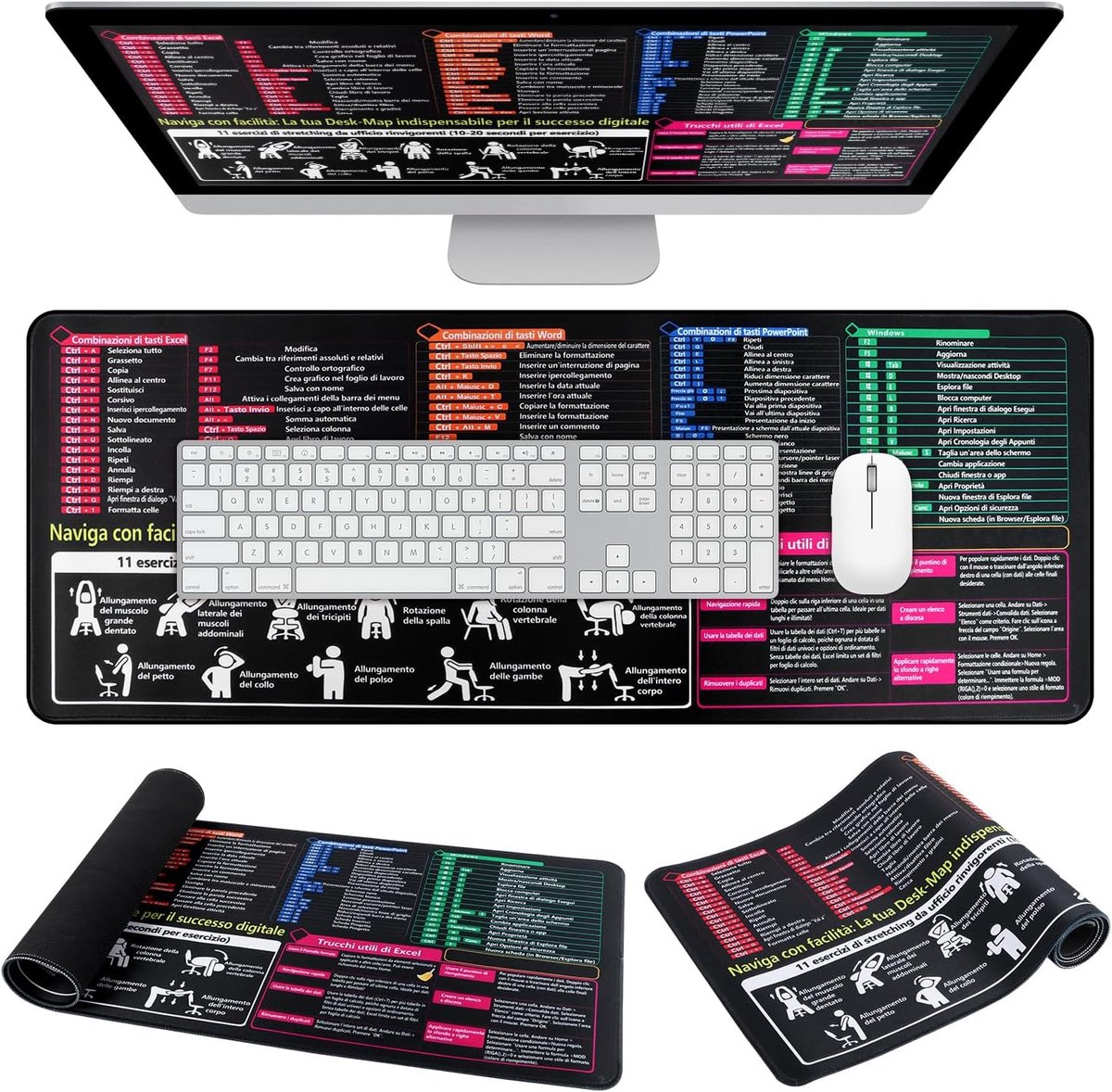 Bureauonderlegger 60 x 30 cm - Italiaanse muismat - Excel en Word randen - Ideaal voor computergebruik - ShopVlot