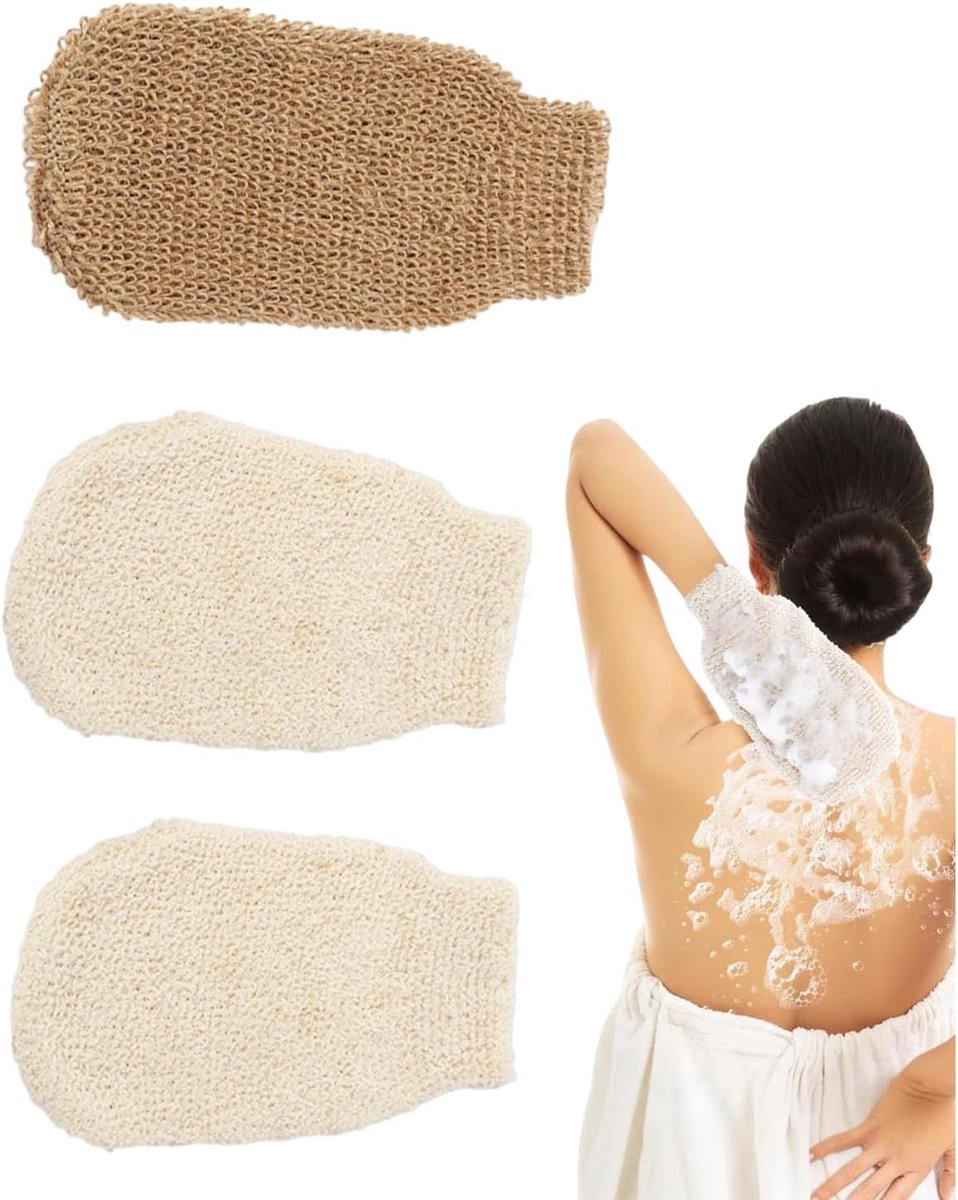 Peelinghandschoen voor het lichaam - 3 stuks - sisal Kessa - voor een stralende huid - ShopVlot