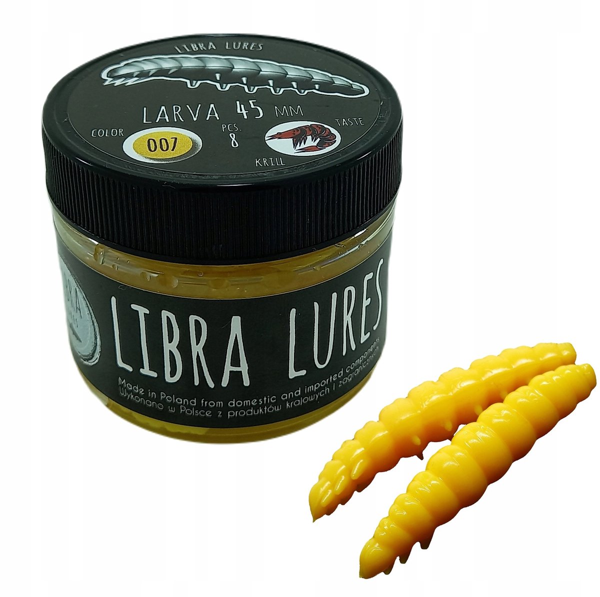 Libra Lures Larva 007 Geel Kryl 4,5cm - 8 stuks