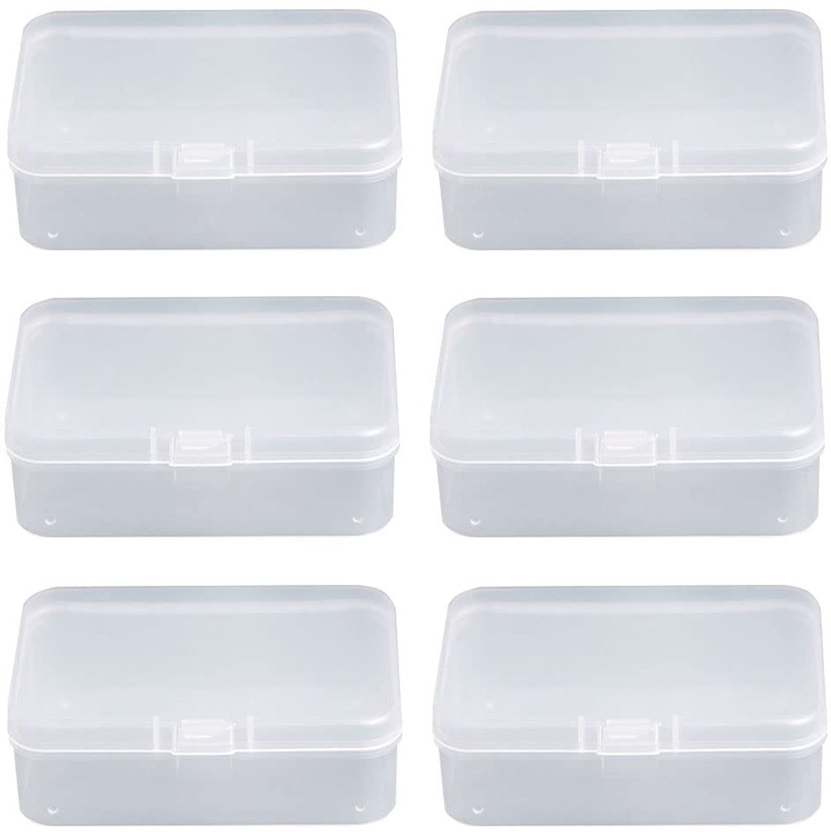 Mini opbergdozen 6 stuks - transparant plastic - klein formaat - ideaal voor sieraden en knutselspullen - ShopVlot