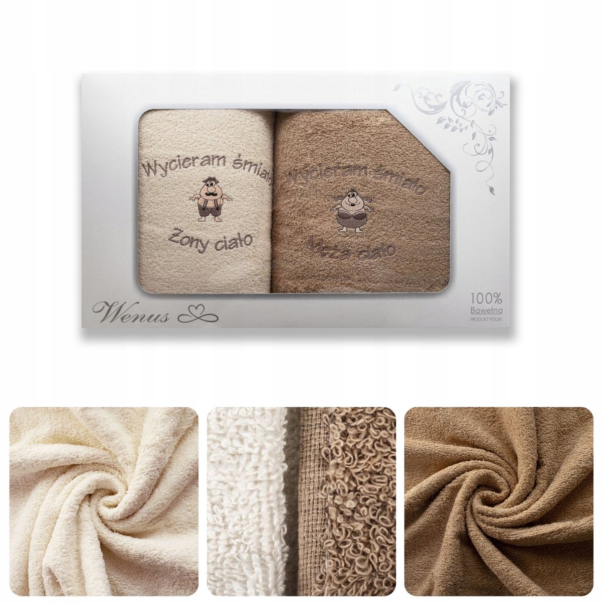 Luxe "Man Vrouw" Handdoek Set 2x 70x140cm Katoen Cadeau