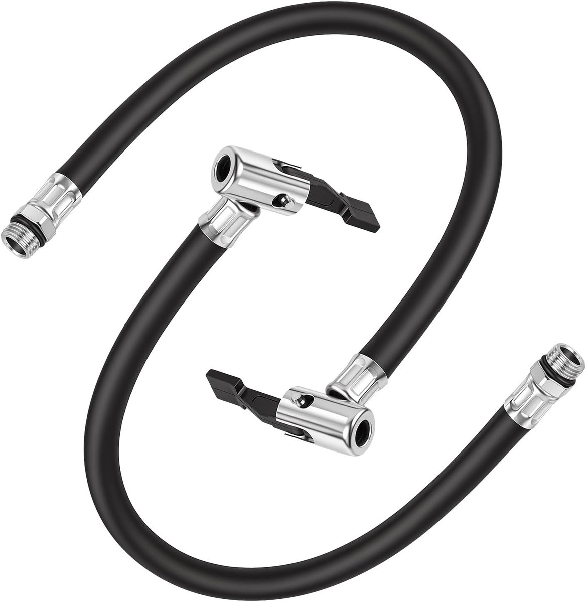 Opblaasbuis voor Banden - Zwart - 38 cm - Flexibele Slang met Snelle Aansluiting - Voor Auto's, Fietsen en Motorfietsen