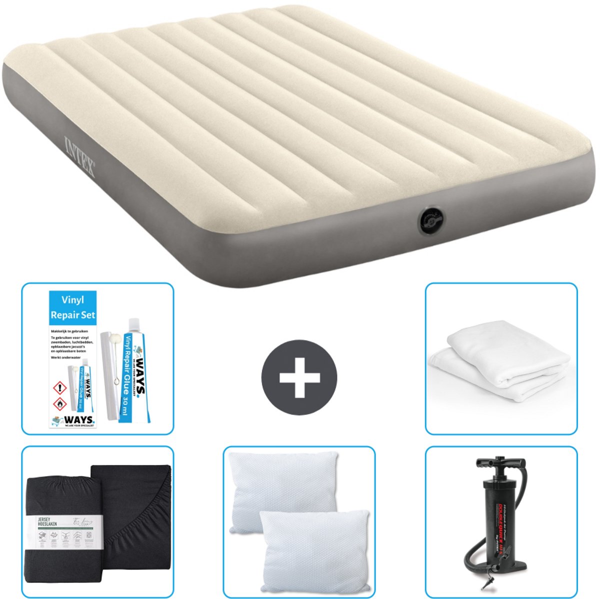 Intex Luchtbed - 2-Persoons - 152 x 203 x 25 cm - Beige - Inclusief Accessoires CB5