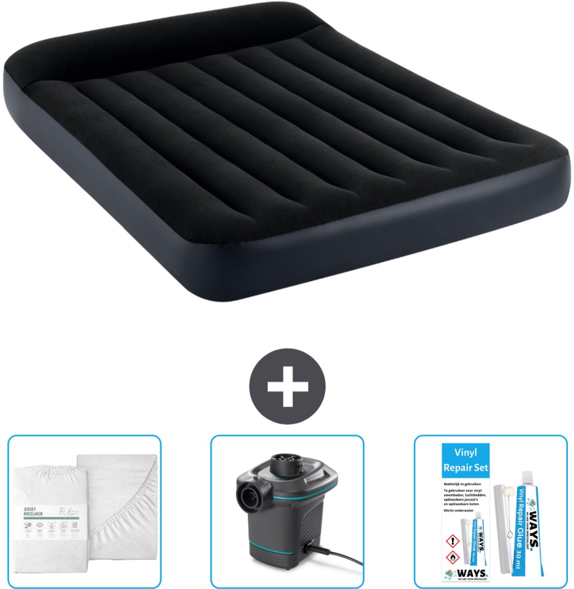 Intex Luchtbed - Twijfelaar - 137 x 191 x 25 cm - Donkerblauw - Inclusief Accessoires CB4