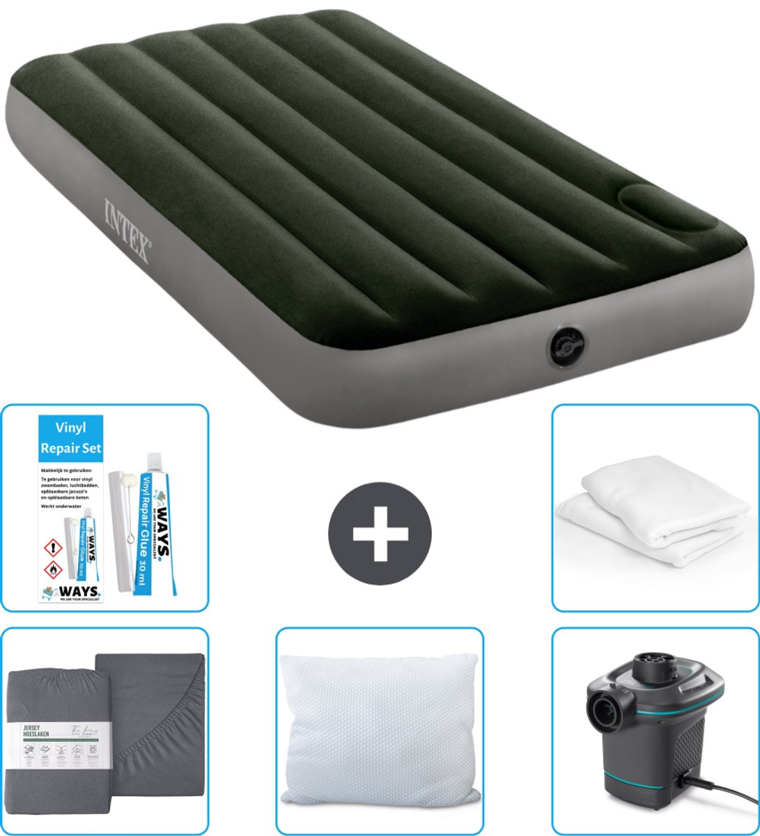 Intex Luchtbed - 1-Persoons - 99 x 191 x 25 cm - Groen - Accessoires CB10