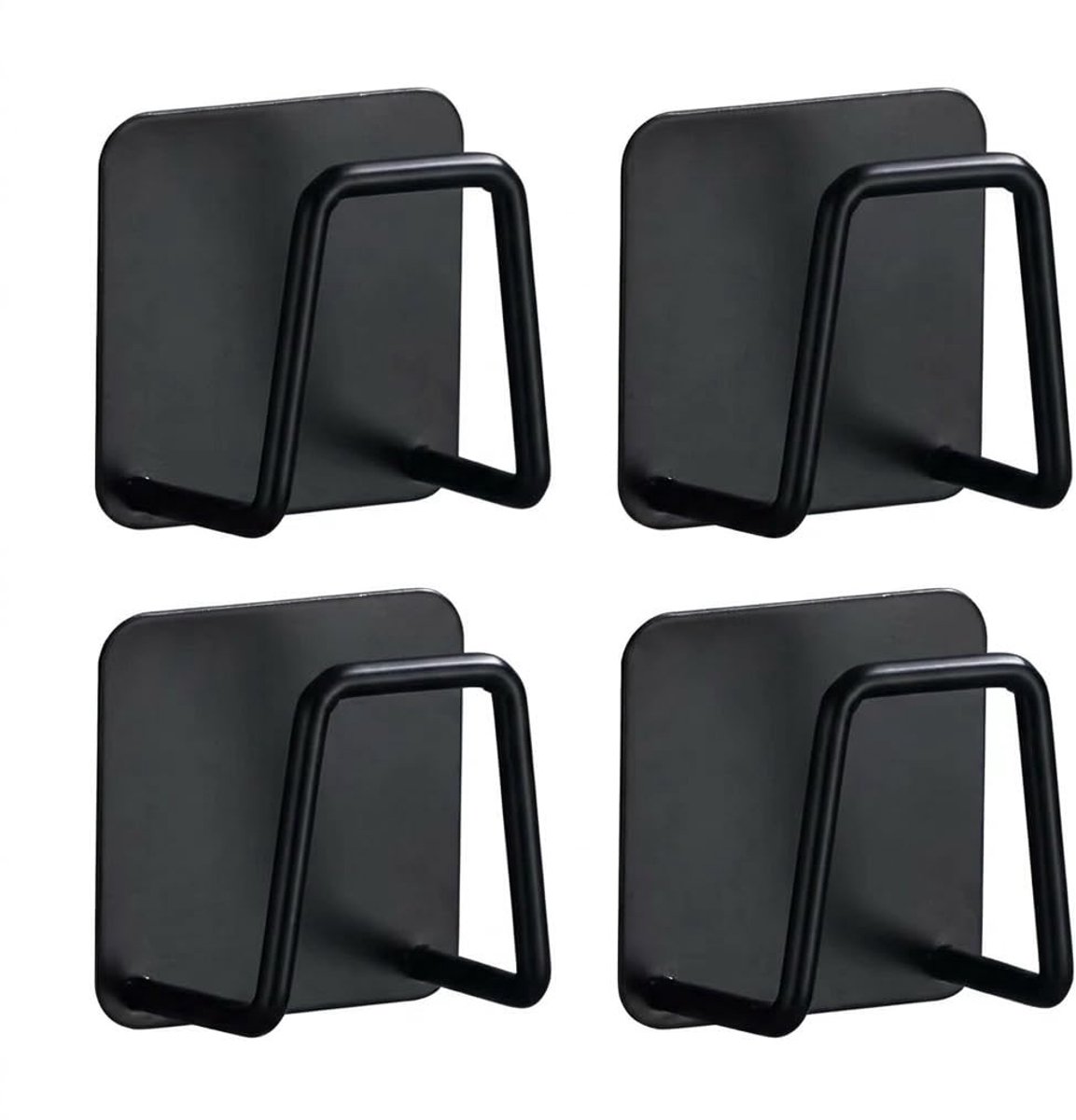 Alpwood 4 stuks sponshouders voor keuken, zwart, 45 mm, sponshouder, wastafel, zelfklevend, met dubbelzijdige - ShopVlot