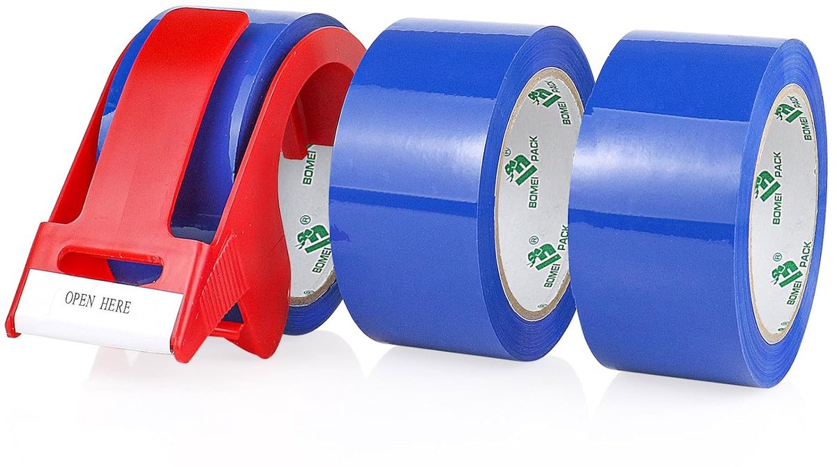 BOMEI PACK 3 x Verpakkingstape 48 mm x 66 m, Blauw Plakband, Verpakkingstape Voor Verhuisdozen En Zendingen, Veilige - ShopVlot