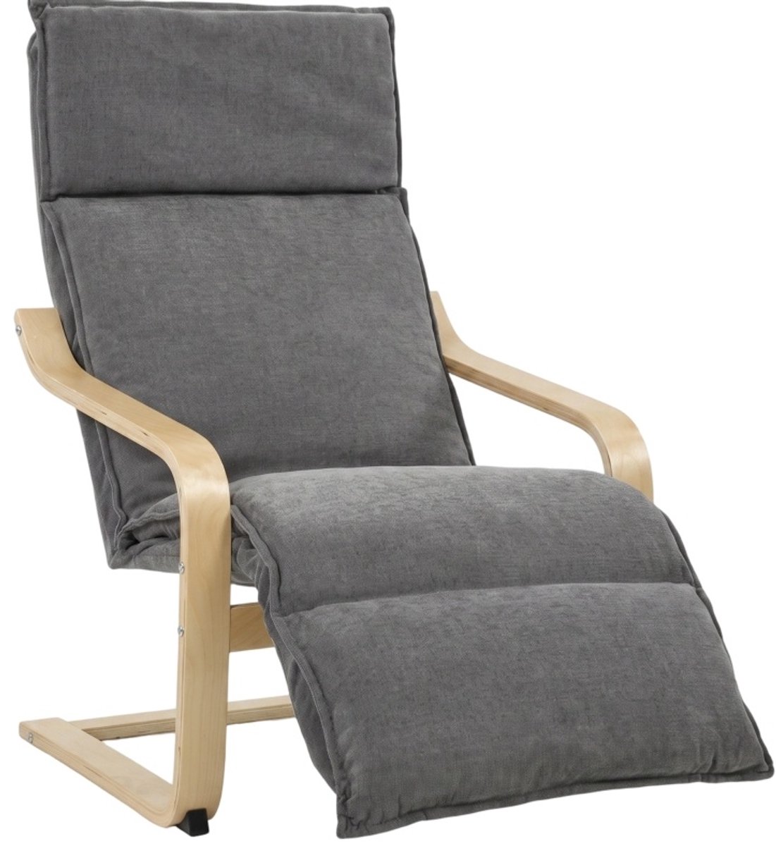 FloraGrace Fauteuil 90 X 67 X 105 Cm - Schommelstoel Met Voetsteun En Hoge Rugleuning - Voor Woonkamer En Leeshoek - Stof - Donkergrijs