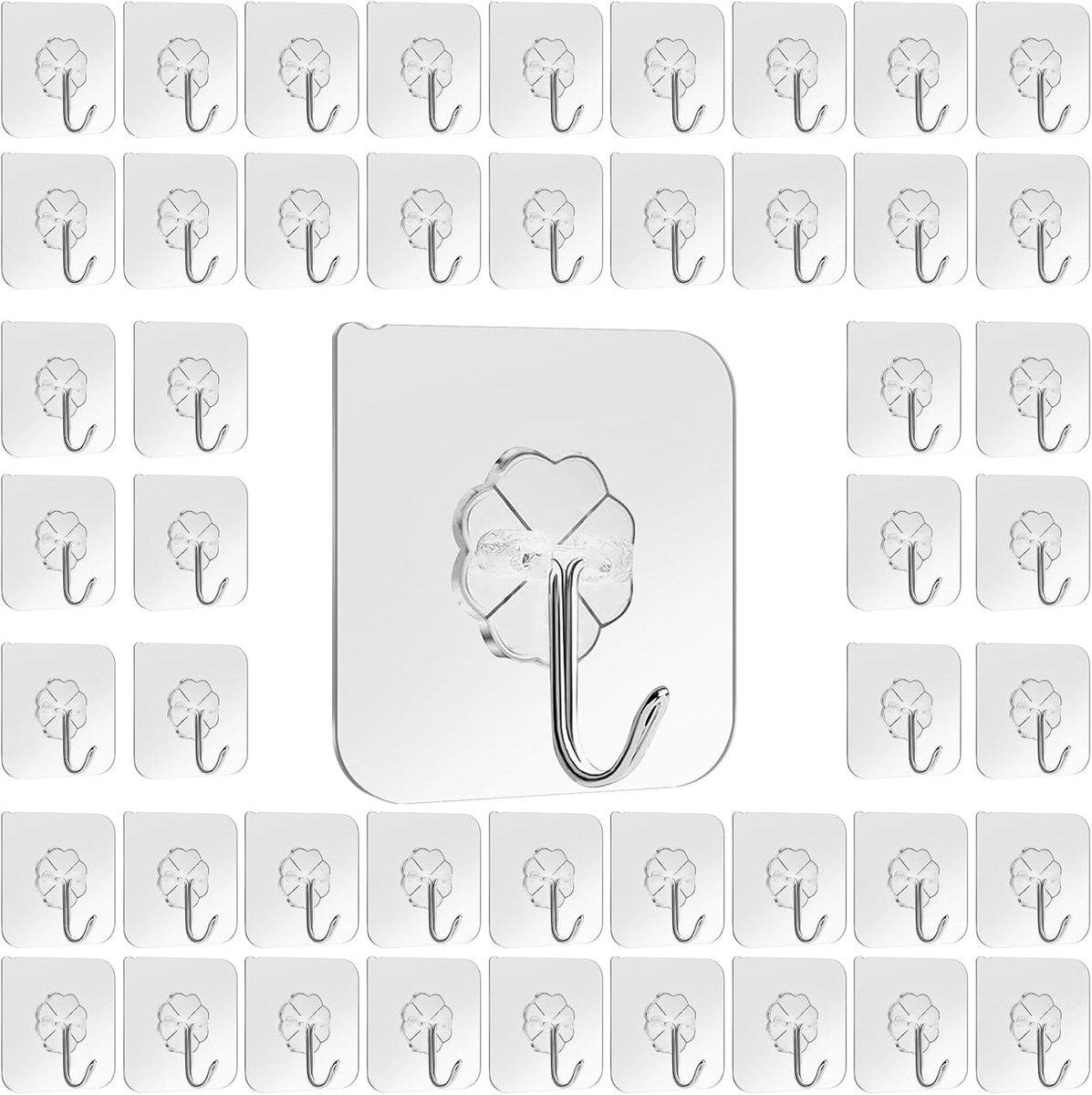 50 Pcs Self Adhesive Hooks Wall Hooks, Reusable Hooks, Wall Hooks for Office Cabinet, Self Adhesive Wall Hanger - ShopVlot