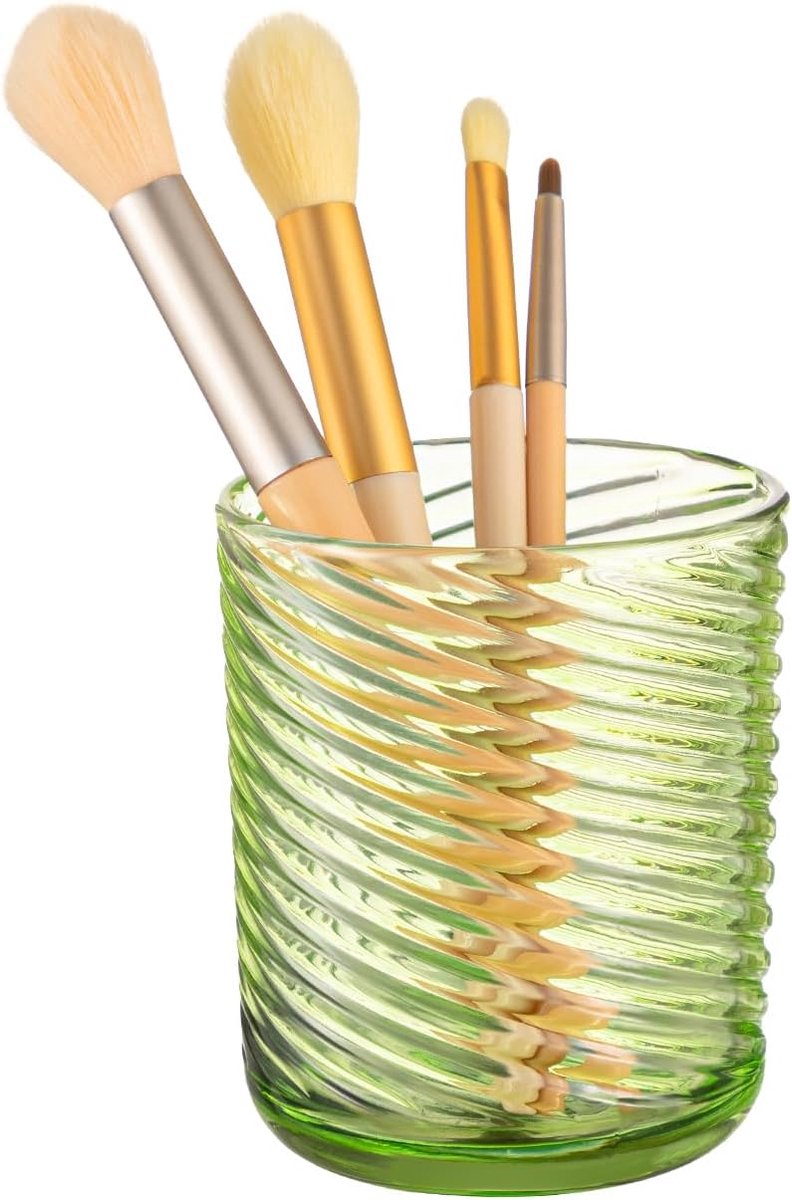 DASITON Glazen make-up borstelhouder, badkamer tandenborstelhouders, bureau pen potloodhouder, make-up borstel beker - ShopVlot