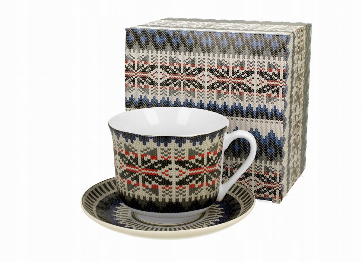 Jumbo Mok met Schotel 470ml - Blauwe Trui Collectie