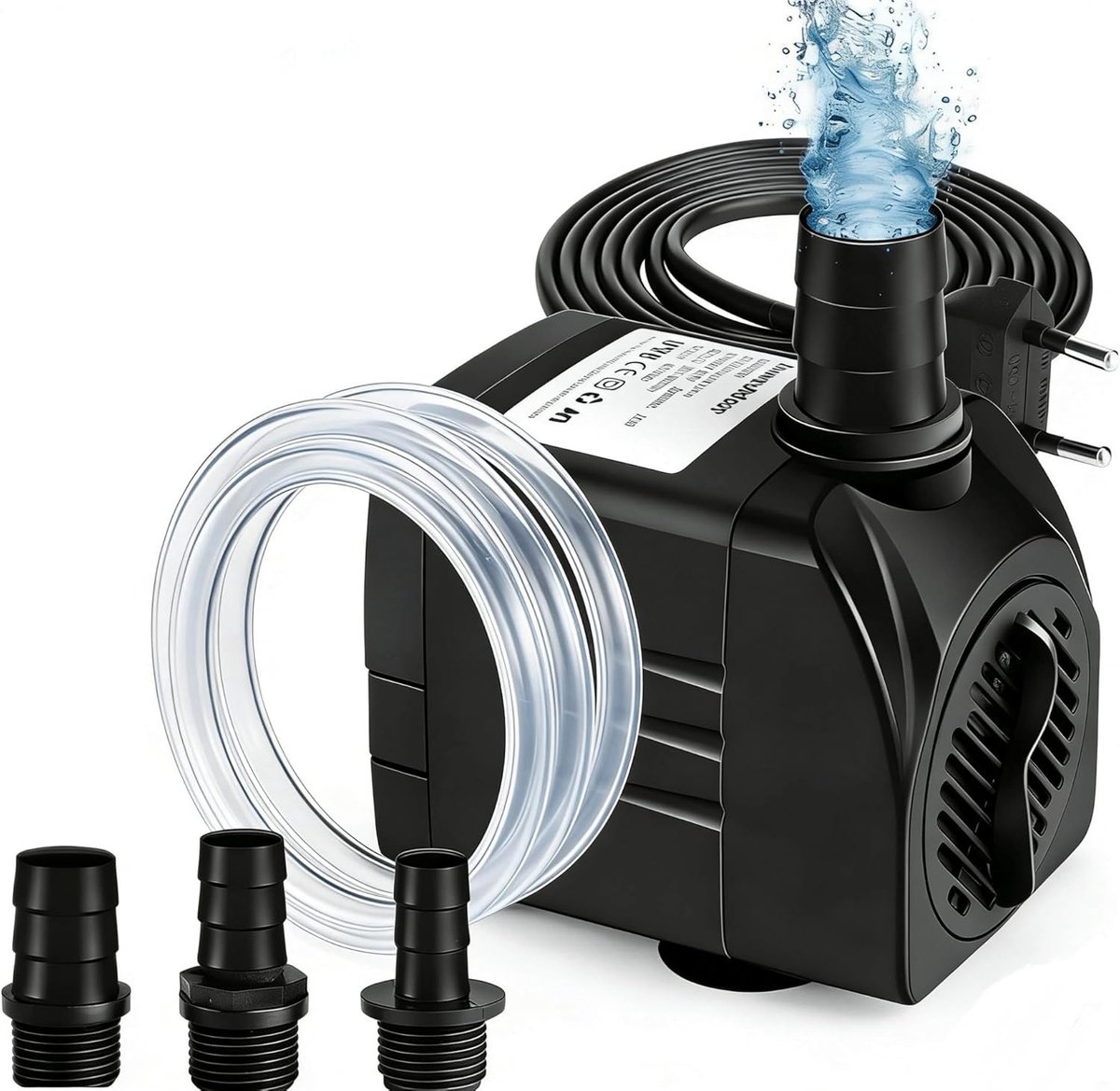 Dompelpomp - Zwart - 1800 l/u - Onderwaterpomp met Sproeiers - Voor Vijver, Aquarium en Tuin