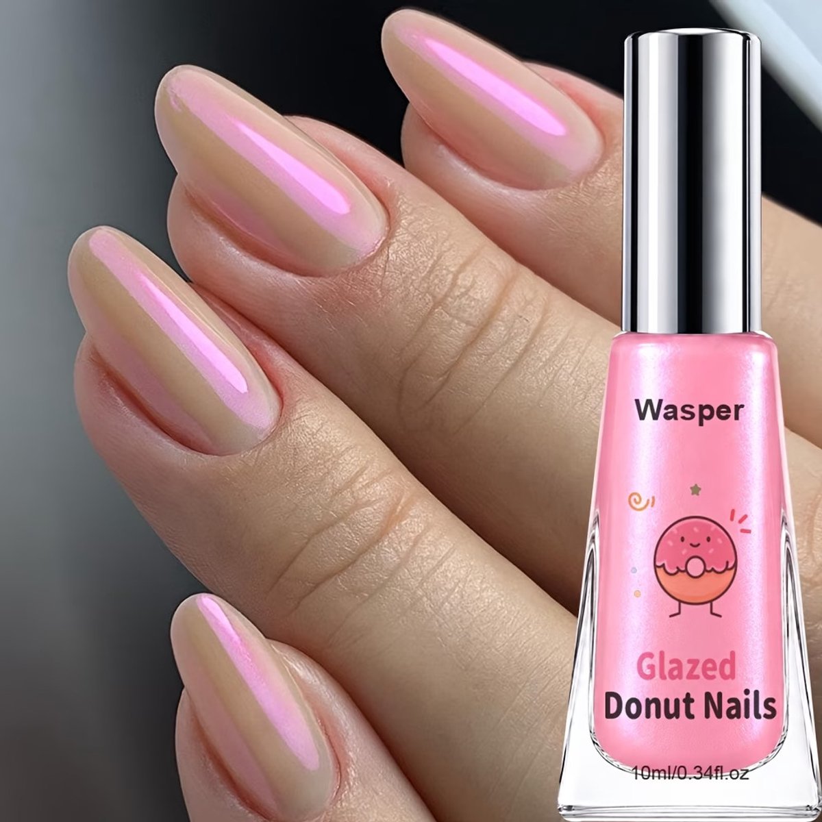 Roze Glazed Donut Nails Nagellak – Transparante Iriserende Roze Nagellak 10 ml met Glanzende Finish