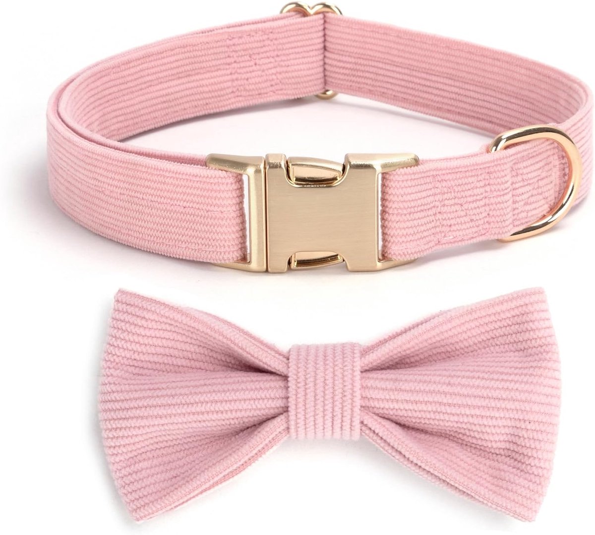 Roze Hondenhalsband met Strikje - Verstelbare Vlinderdas Halsband voor -Middelgrote Honden - Zachte Stoffen Halsband met Metalen Gesp