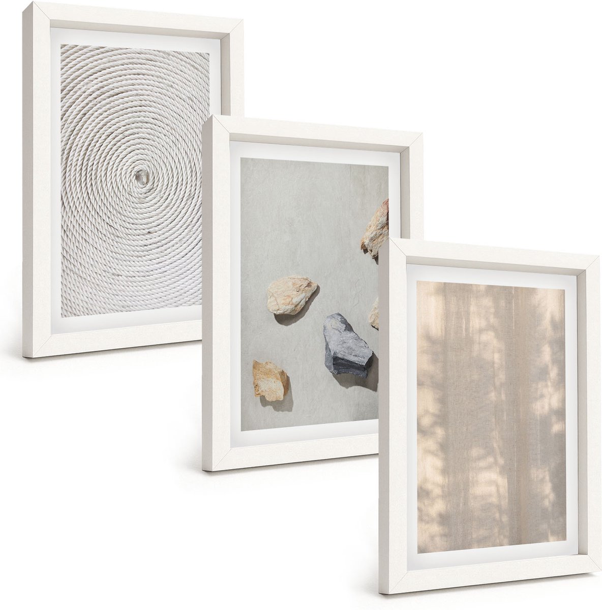 Tulup 3-Delige Schilderij Set - Boho-texturen, natuurlijke structuren - 20x30 - Wanddecoratie - Moderne Interieurdecoratie - Stijlvolle Muurdecoratie