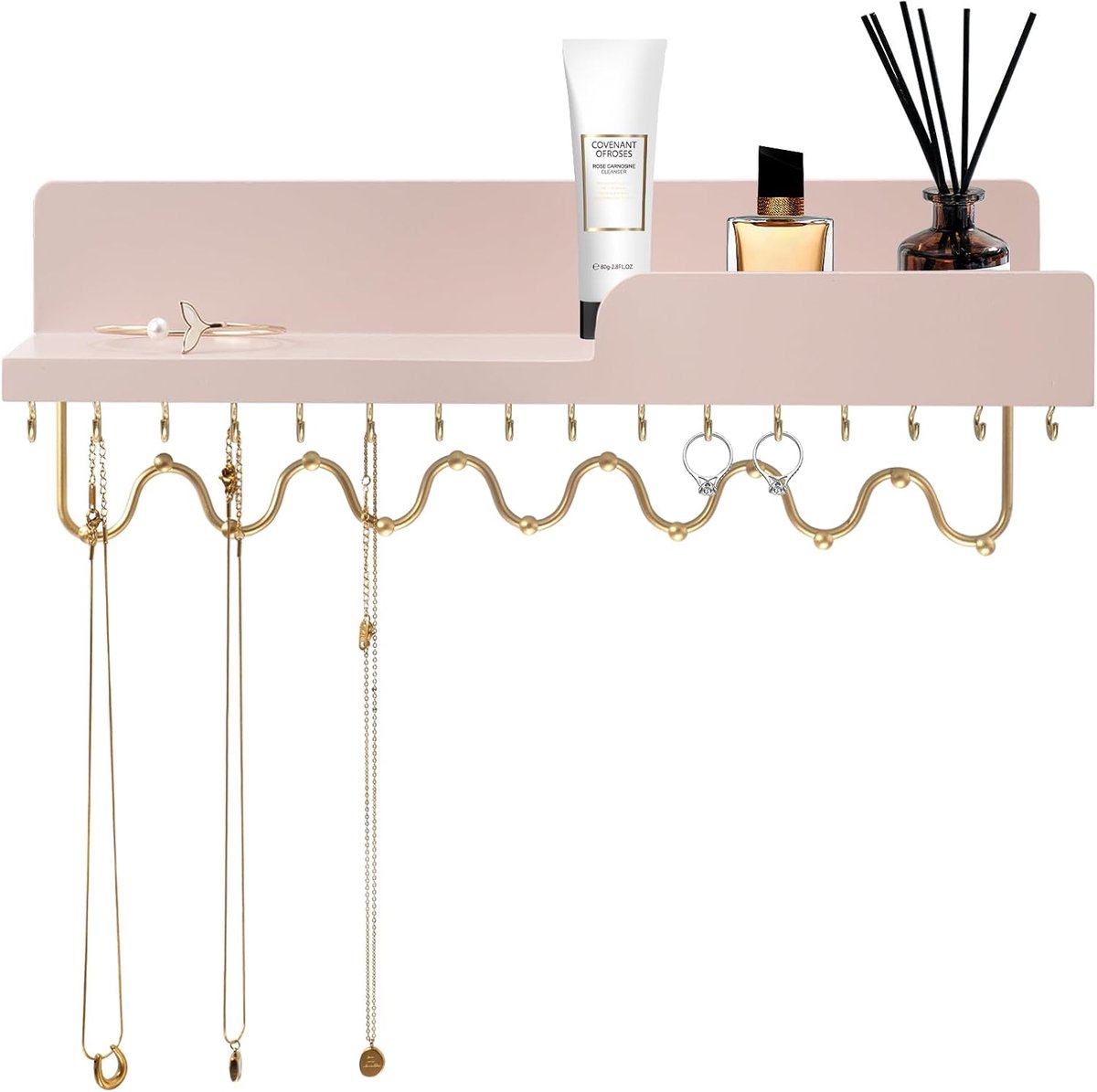 Jewelry Organizer,Hanging Jewelry Organizer for Display Necklaces, Rings, Earrings, Bracelets, Accessories, Pink - ShopVlot